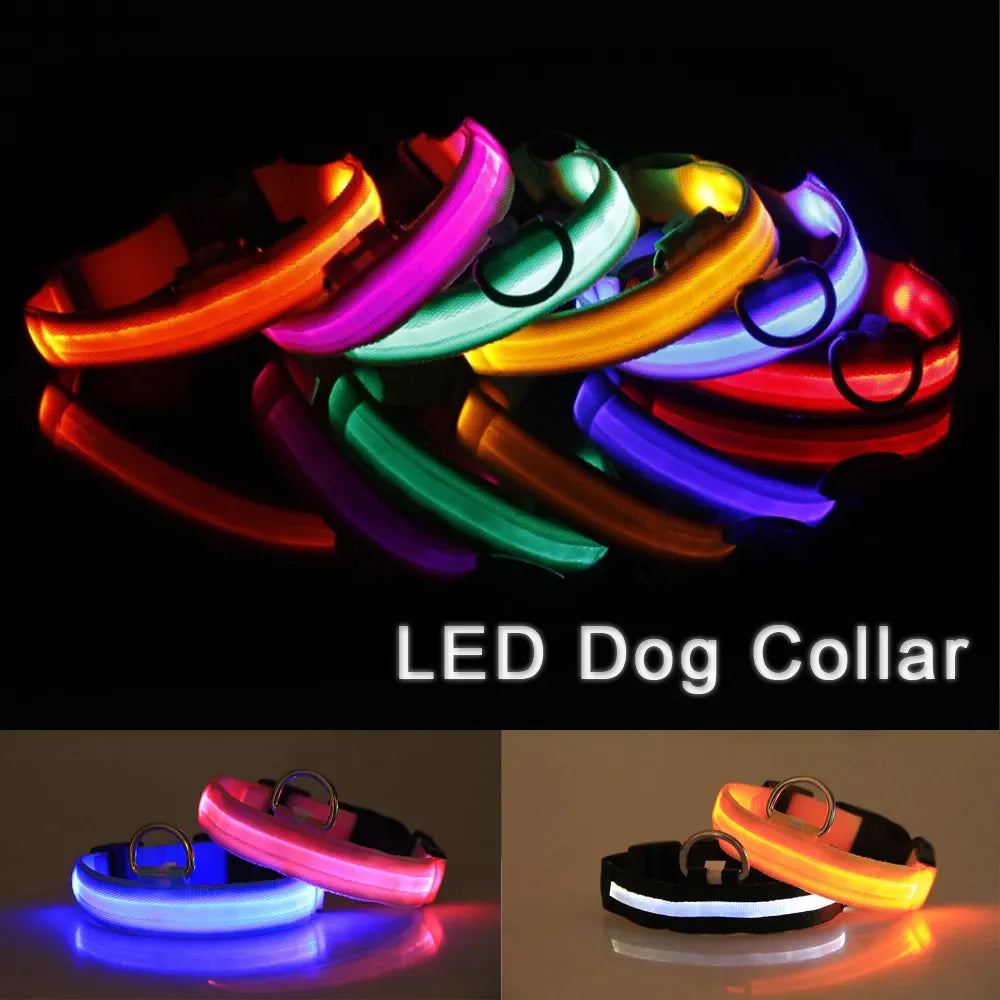 LED Adjustable Dog Collar Blinking Flashing Light Up Glow Pets Safety Waterproof - FurTruth