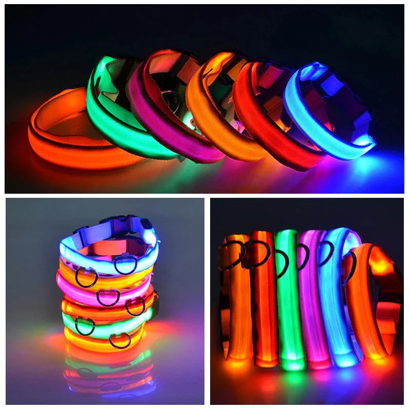 LED Adjustable Dog Collar Blinking Flashing Light Up Glow Pets Safety Waterproof - FurTruth