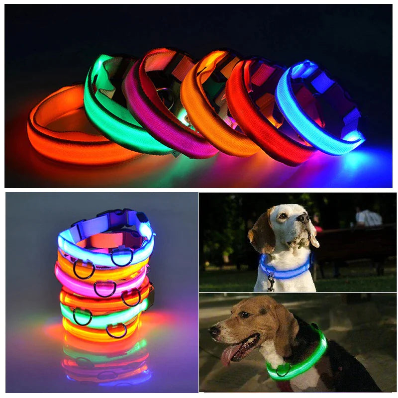 LED Adjustable Dog Collar Blinking Flashing Light Up Glow Pets Safety Waterproof - FurTruth