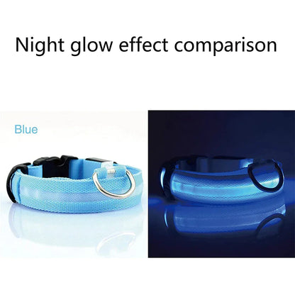 LED Adjustable Dog Collar Blinking Flashing Light Up Glow Pets Safety Waterproof - FurTruth